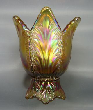 Fenton Two - Way Votive Autumn Gold Carnival Stretch Glass Candle Holder 7328
