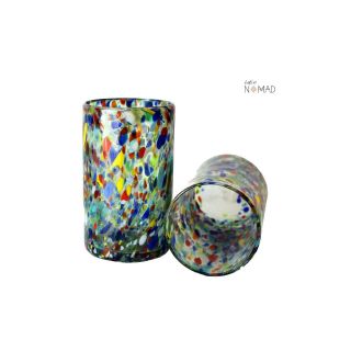 Confetti Multicolored Highball Glass,  Hand Blown Juice Glass 10 Oz