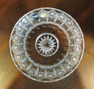 Bohemian Czech Vintage Crystal 6 " Round Plate Hand Cut Queen Lace 24 Lead