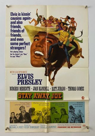 Stay Away Joe Movie Poster (fine -) One Sheet 1968 Elvis Presley 5499