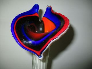 Murano Art Glass Jack In The Pulpit Tall 15 " Vibrant Twisted Vase