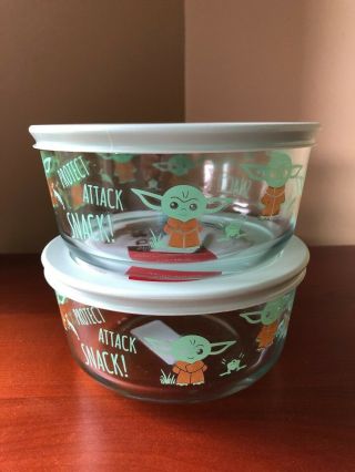 Pyrex Star Wars Baby Yoda 2 4 Cup Bowls Snack