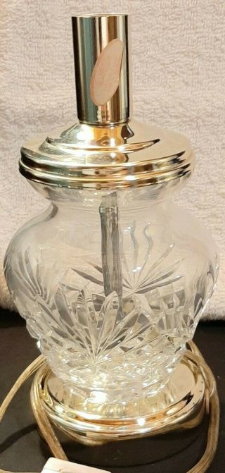 Vintage Waterford Crystal & Brass Small Table Lamp 8 1/4 " Tall,  5 " Diameter.
