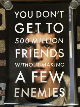 The Social Network Movie Poster 27x40 Double Sided U.  S.  Advance 2010