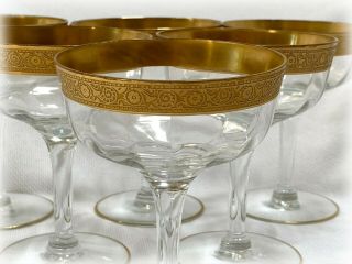Tiffin Minton Gold Optic Clear Set Of 6 Sherbet Champagne Glasses Straight Sides