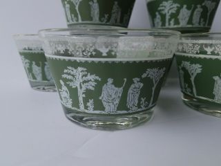 8 Jeanette Wedgewood Hellenic Jasperware Grecian Green Glass Dessert Cups Bowls 2