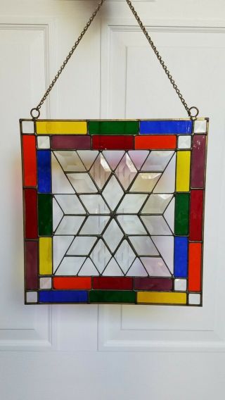 Stained Glass Window Panel,  Snowflake Design,  13 " X 13 "
