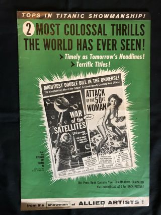 Attack Of The 50 Foot Woman Movie Pressbook,  1950’s,  17”x12”