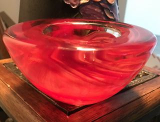 Kosta Boda Red Swirl Blown Glass Bowl