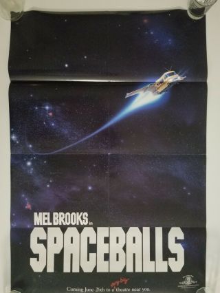 Vintage 1986 Spaceballs Advance One Sheet Poster Mel Brooks John Candy Moranis