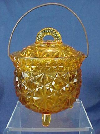 Vintage Daisy And Button Amber Glass Kettle With Lid And Handle Adams & Co.