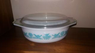 Vintage Pyrex Blue Bird 043 - 1.  5 Qt Casserole Dish With Lid -
