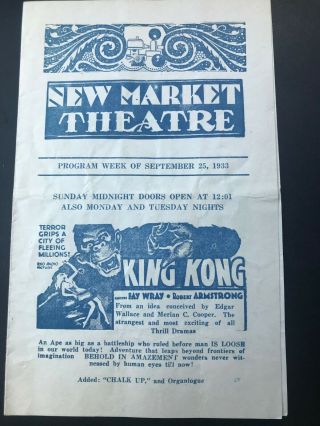 Vintage 1933 Movie Herald Booklet King Kong Market Va.  Theatre