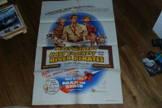 Walt Disney Davy Crockett & The River Pirates Man In Space Poster 1956