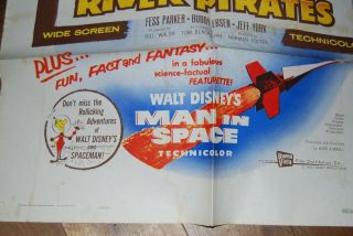 Walt Disney Davy Crockett & the River Pirates Man in Space poster 1956 2