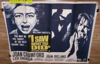 I Saw What You Did British Quad Movie Poster William Castle Joan Crawford 1965