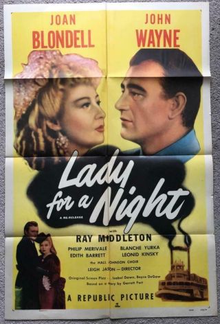 John Wayne,  Joan Blondell Lady For A Night 1942 Movie Poster 2833
