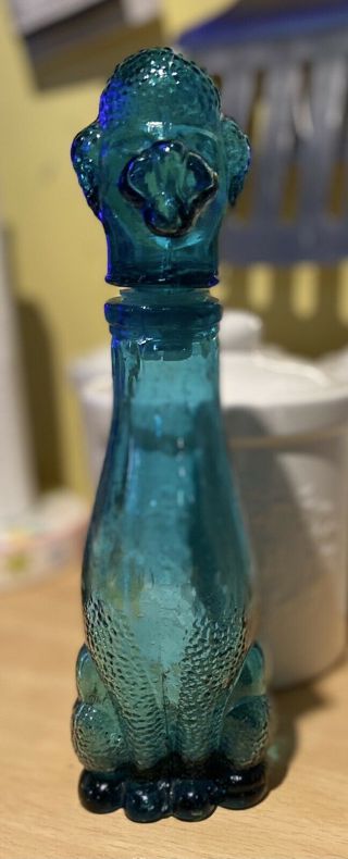 Vintage Blue Glass Poodle Dog Italian Genie Bottle / Decanter – Retro – 2