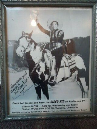 " Cisco Kid " (duncan Renaldo) & Diablo - Western Cowboy Actor 1950s Photo Signed