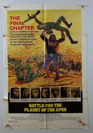 Battle Planet Of Apes Movie Poster (verygood -) One Sheet 1973 Sci - Fi 5697