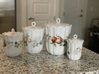 Vintage Corning Ware Corelle Chutney Set Of 4 Baking Canisters With Lids