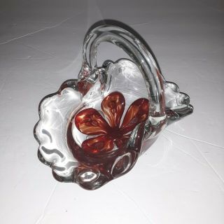 Signed Kerry Zimmerman Hand Crafted Art Glass Basket Paperweight 1999 2