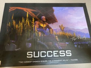 Thanos Avengers Sdcc 2018 Exclusive Motivational Poster 18.  5x26 Signed By Artist
