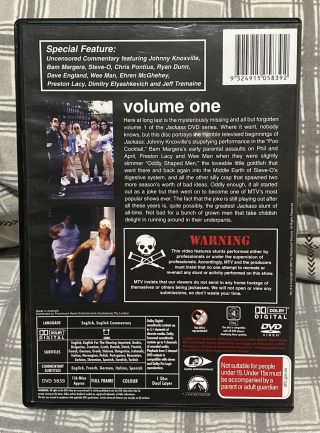 Jackass Volume 1 DVD SIGNED Autographed Preston Wee Man Steve - O Bam Magera R4 3