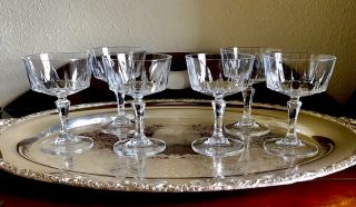 6 Vintage Champagne Cocktail Coupes Glasses Cut Crystal Stemware Sherbet Barware