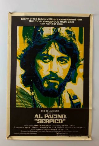 Serpico Movie Poster (veryfine) Australian One Sheet 1974 27x40 Al Pacino 5309