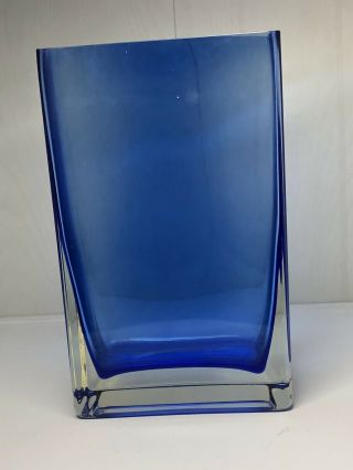 Vintage Krosno Large Cobalt Blue Art Glass Vase