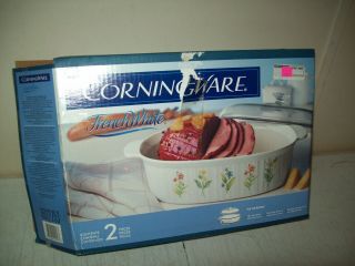 Corning Ware My Garden French White 4 Quart Oval Casserole With Lid Open Box