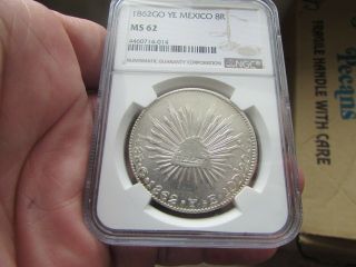 1862 Go Ye Mexico 8 Reales - Ngc Ms62 - Scarce As Non Overdate/assayer