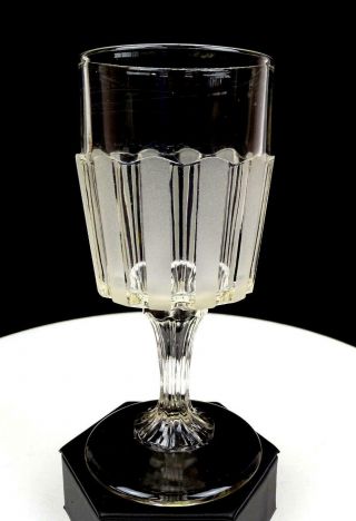 Frosted Ribbon Bakewell Pears Co Eapg Non - Flint Glass 6 5/8 " Water Goblet 1870s