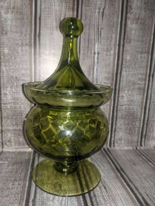 Vintage Empoli Italian Art Glass Apothecary Jar Circus Tent Top