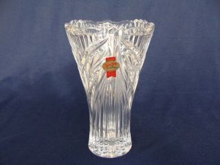 Anna Hutte Bleikristall Germany Hand Cut 24 Lead Crystal Flower Vase 7 3/4 "