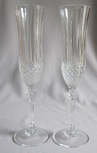 Pair Toasting Fluted Champagne Glasses Goblets Cristal D 