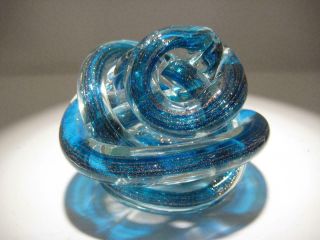 Vintage Art Glass Twisted Rope Knot Hand Blown Sculpture Paperweight 3 " X 3 "