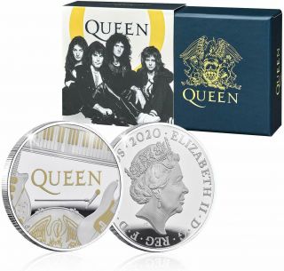 Music Legends.  Queen 2020 Uk One Ounce Silver Proof Coin.  Only 1 Left