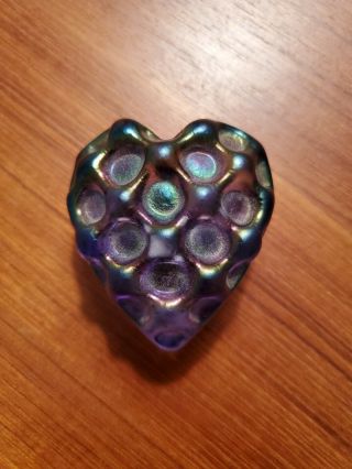 Robert Held Art Glass Purple Iridescent Paperweight Signed “rhag” Heart