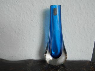 Retro - Whitefriars - Geoffrey Baxter - 9571 - Blue Teardrop Vase - 8 " High