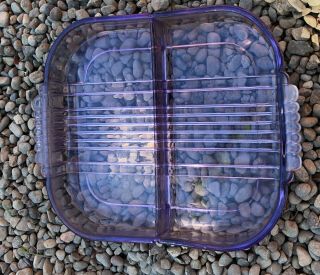Vintage Purple Depression Glass Art Deco Divided Square Plate Platter Dish 2