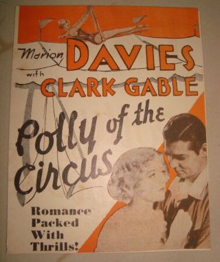 Old Vintage Hollywood Paper Movie Herald Of Movie " Polly Of The Circus " From Usa