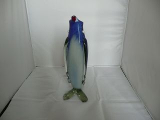Large Vintage Murano Blue Art Glass Penguin Vase Figurine 12 "
