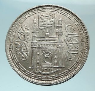 1942 India Princely States Hyderabad Ali Khan Silver Rupee Indian Coin I78829