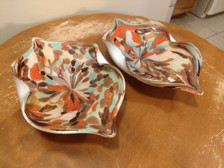 Vintage Avem Murano Art Glass Candy Dishes Or Ashtrays Matching Pair T.  Fruity