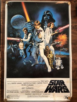 Vintage Star Wars Movie Poster 1977 Lucasfilm 24x36”
