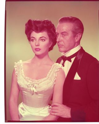 Joan Collins Ray Milland Vintage Girl Red Velvet Swing 8x10 Color Transparency