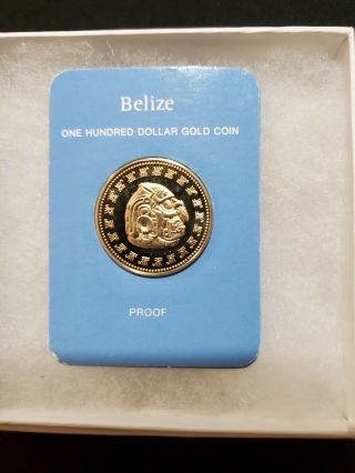 1977 $100.  Belize Gold Proof Coin Franklin Minted 7,  856 In Cachet