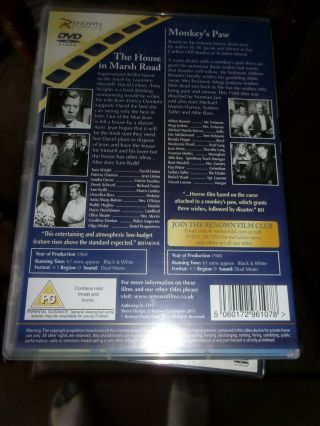 HOUSE IN MARSH ROAD/MONKEY ' S PAW - DOUBLE FEATURE - DVD OPENED/NOT WATCHED 2